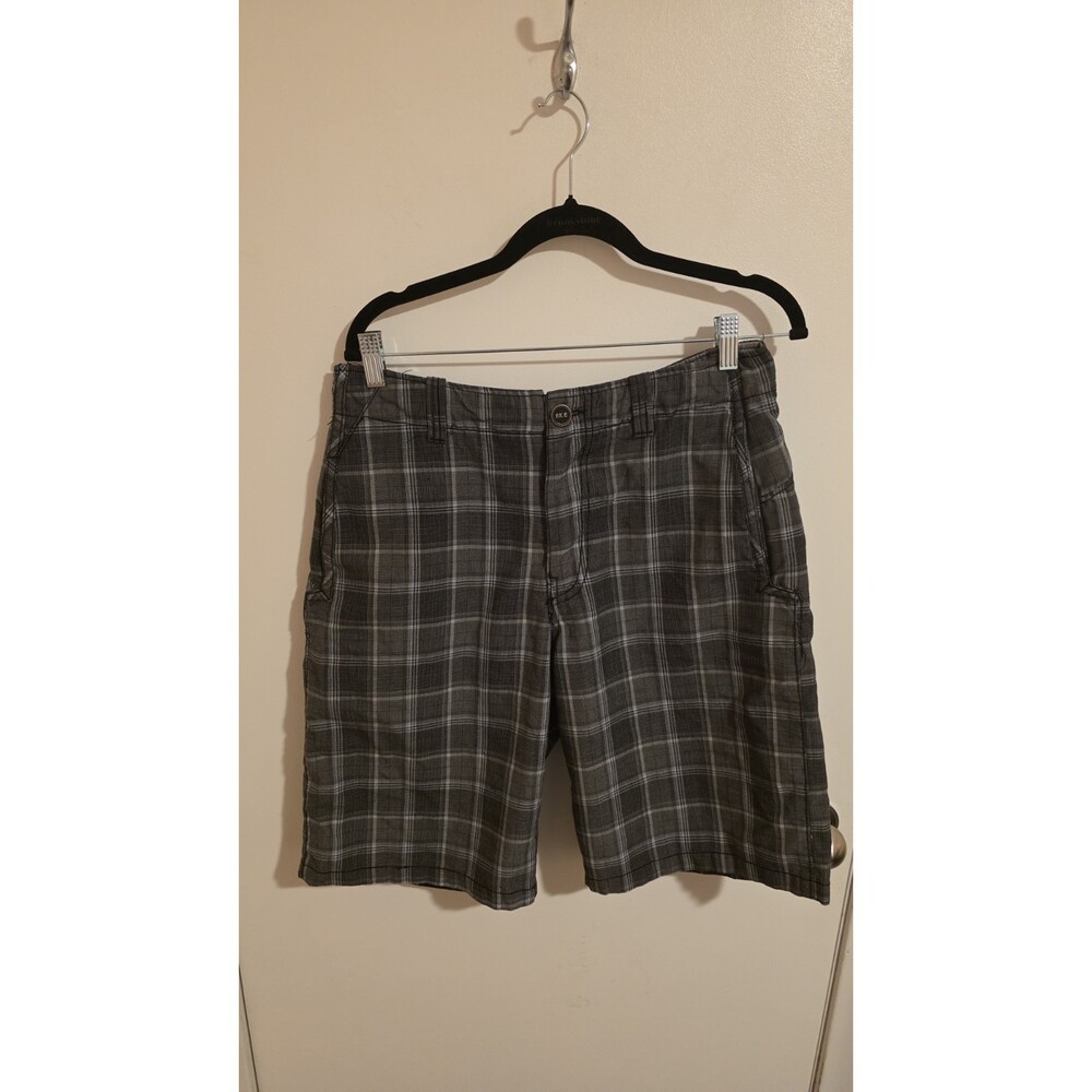 BKE Golf Shorts Mens 32 Gray Plaid Chino Casual Performance Athletic Preppy